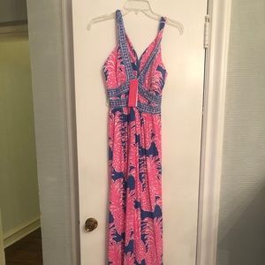 NWT Lilly Pulitzer Blue Pink Taryn Maxi Dress Sz 4